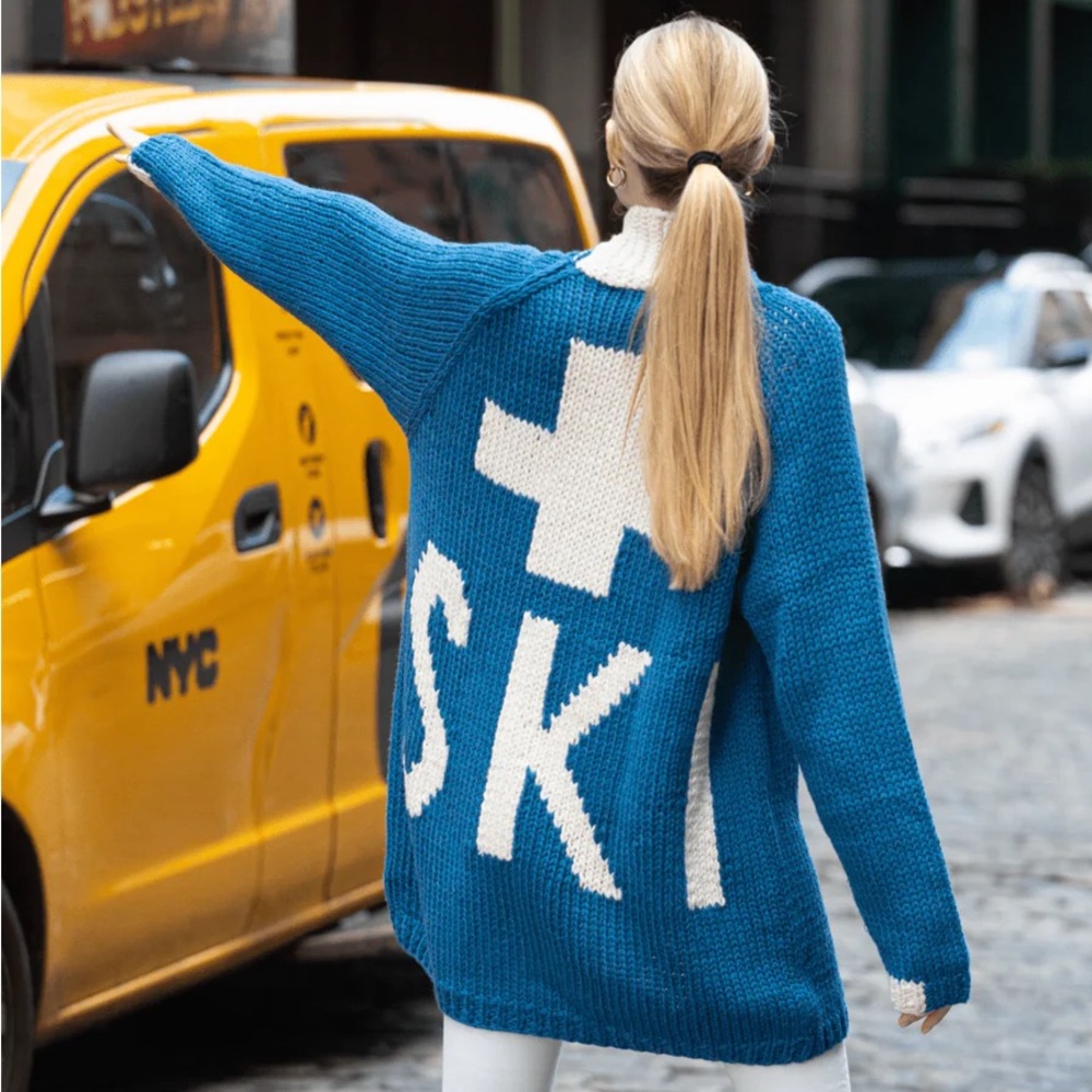 COTES OF LONDON VAIL BLUE & WHITE THE BUXTON | HAND MADE WOOL CARDIGAN - Picture 5 of 14